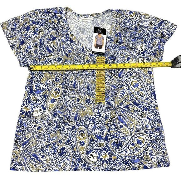 Rafaella Women’s Knit V-Neck Ruffled Short Sleeve Fashion Top - Picture 8 of 8